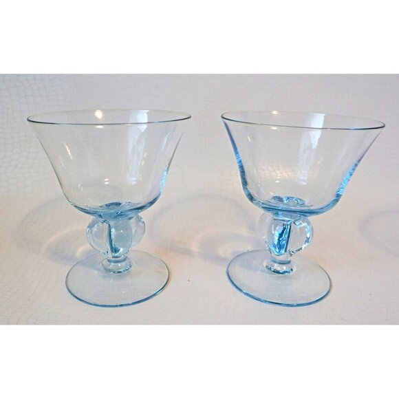 4 MCM Vintage Sweden Wine Glasses Ice Blue Skruf Drinkware Stemware Siegfried St - Picture 2 of 6